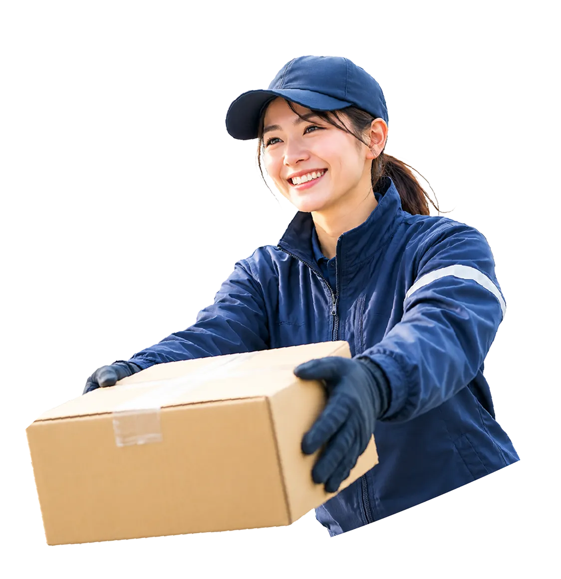 荷物を届ける女性スタッフ