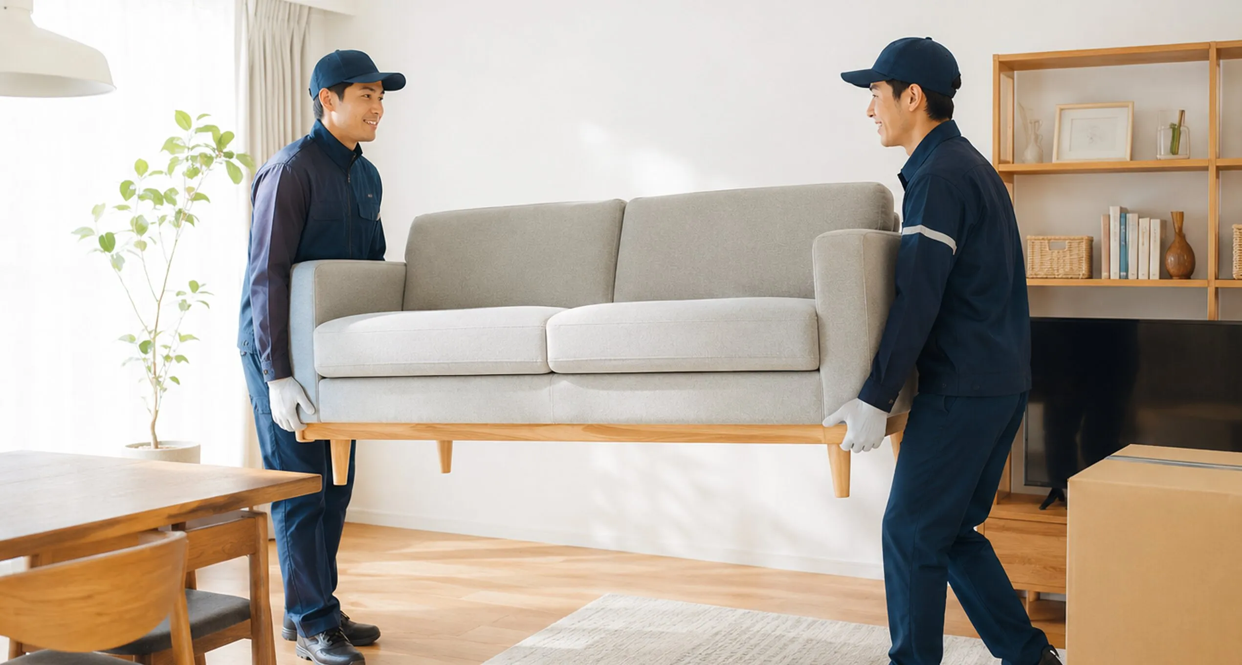 家具を室内に運ぶスタッフ